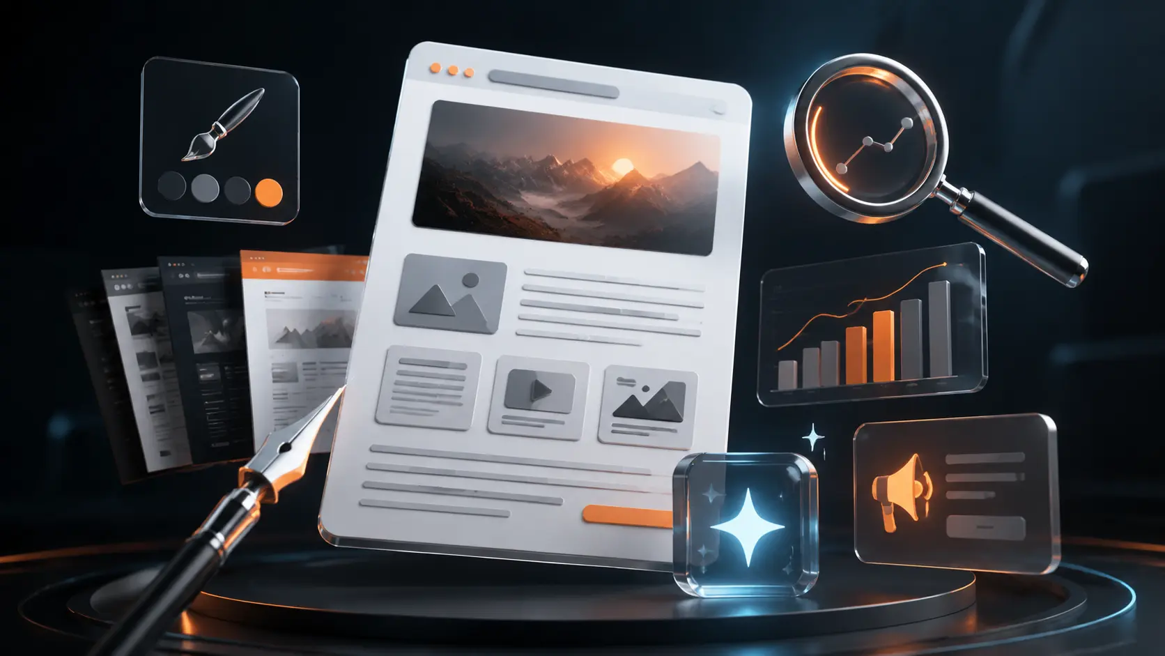 Blog Yazılımı içerik SEO reklam ve analitik görseli